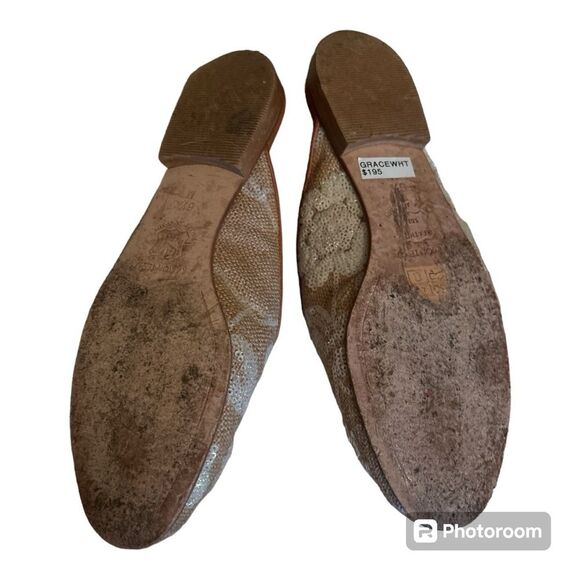 Ramón Tenza White Sequin Slides I Made in Italy I EUC I Sz. 5.5 - Picture 6 of 6